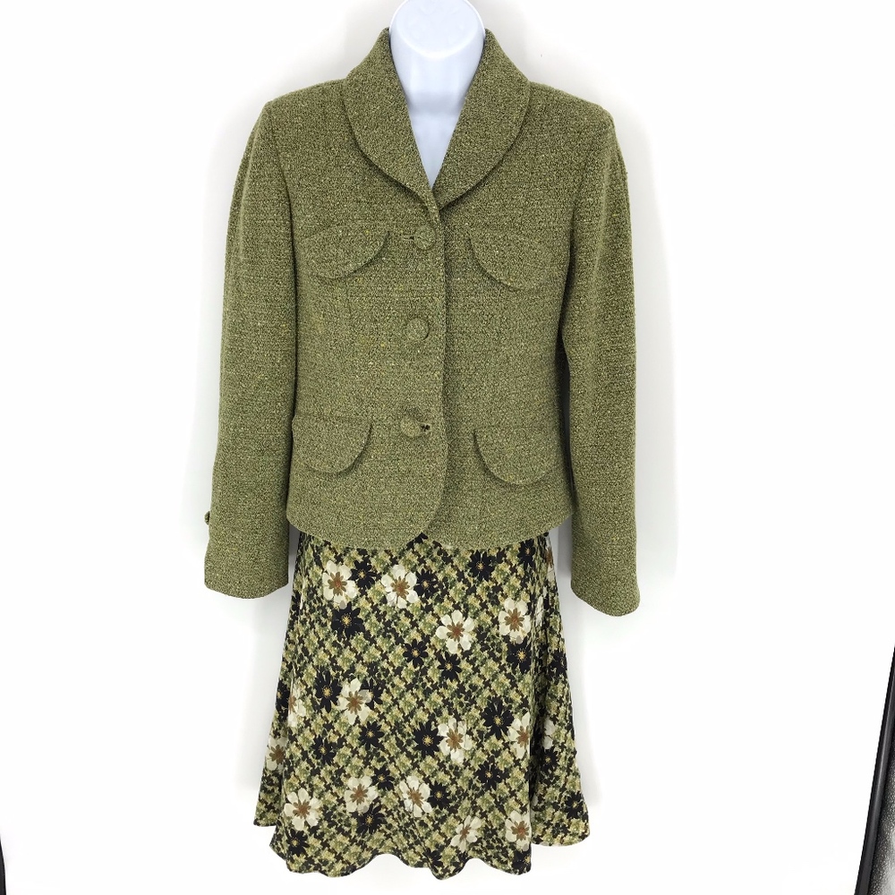 Alfani Green 2 Piece Blazer and Floral Skirt